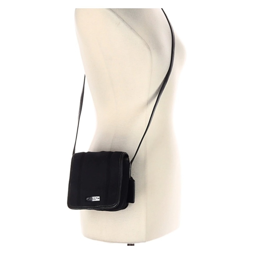 COACH Black Neoprene Leather Trim Crossbody Purse Size Small‎ Y2K Vintage Square - Picture 2 of 5
